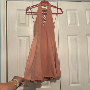 High Neck Dress with Crossed Cleavage